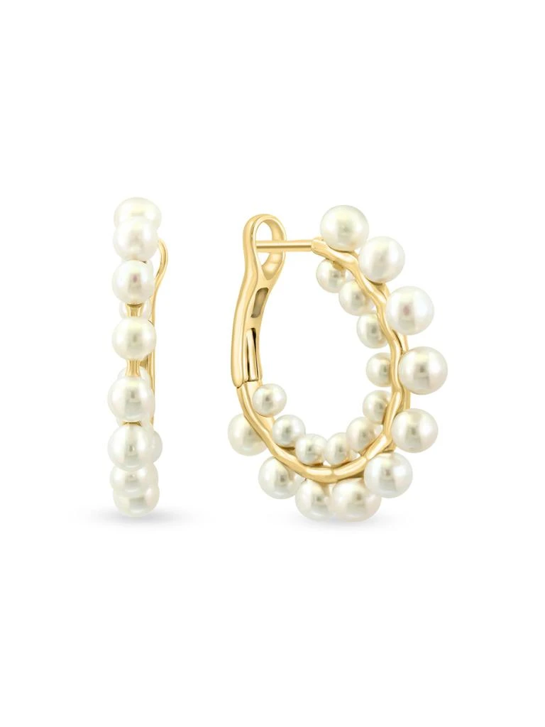 Effy 14K Yellow Gold 
2.5-4MM Freshwater Pearl Hoop Earrings