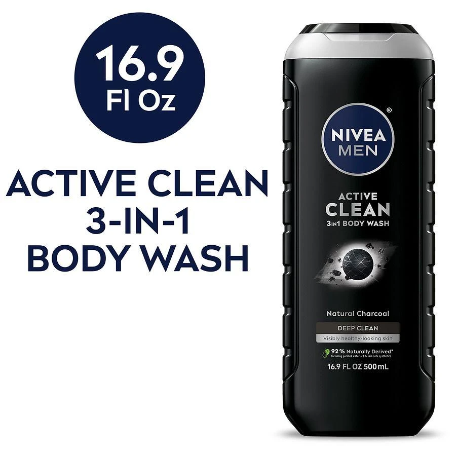 Nivea Men Active Clean Charcoal Body Wash Deep Clean 3