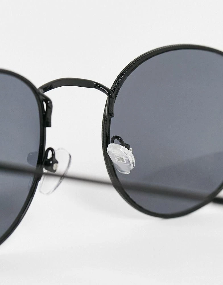 ASOS ASOS DESIGN round 90s sunglasses with smoke lens and metal in black 3