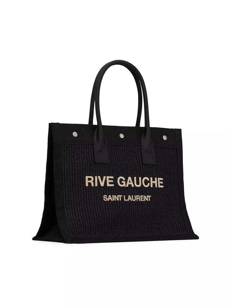 Saint Laurent Rive Gauche Small Tote Bag in Raffia and Leather 5