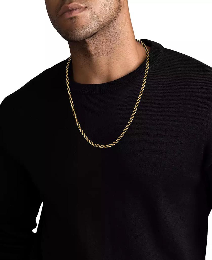 Esquire Men's Jewelry Black Cord Intertwined Rope Link 22" Chain Necklace in Gold-Tone Ion-Plated Stainless Steel, Exclusively at Macy's