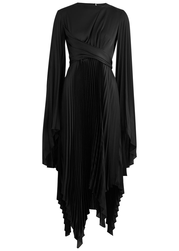 A.W.A.K.E MODE Pleated wrap-effect satin midi dress