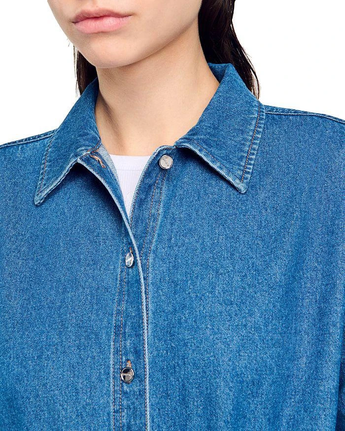 Sandro Fullmoon Denim Shirt Bodysuit 4