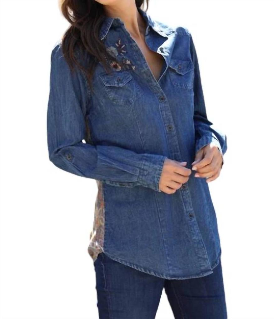 Nostalgia Nostalgia - Helene Embroidered Denim Shirt With Paisley Back