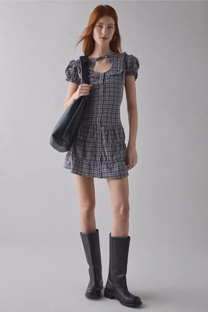 Daisy Street Daisy Street Angel Drop Waist Button-Front Plaid Mini Dress 4