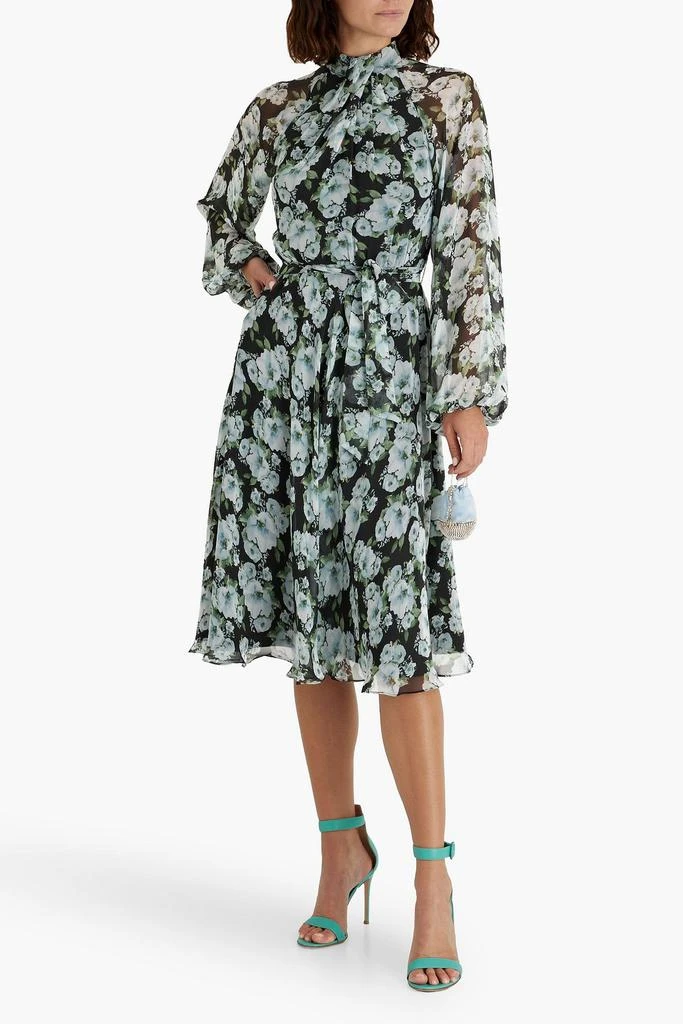 mikael aghal pleated dress Mikael Aghal Pleated crepe de chine midi dress - Women - Violet Dresses