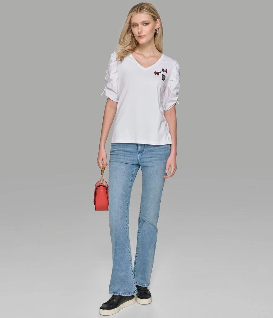 Karl Lagerfeld Paris RUCHED SHORT SLEEVE TOP WITH PINS 6