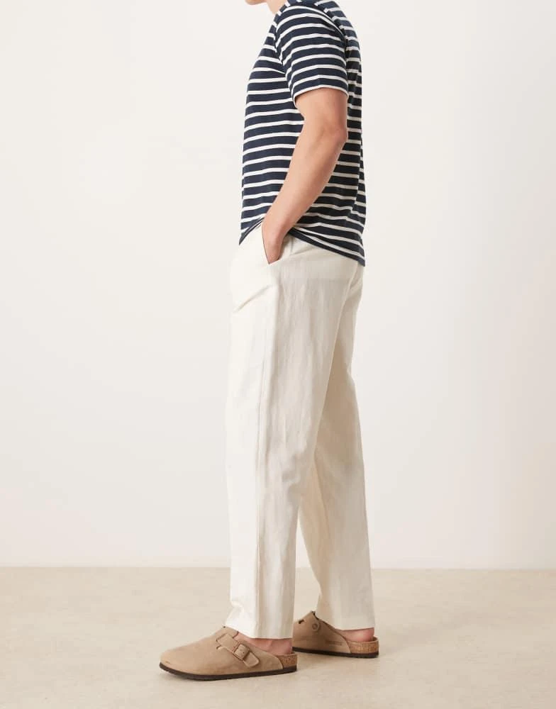 ASOS ASOS DESIGN smart linen rich oversized tapered trousers in white 3