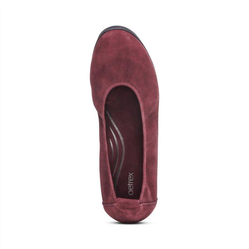Aetrex Women's Brianna Slip-On Ballet Flat In Burgendy 2