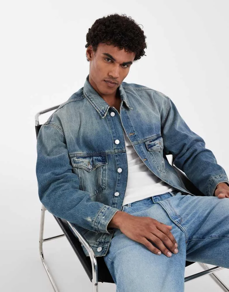 Tommy Hilfiger Tommy Jeans oversized trucker denim jacket in mid wash blue
