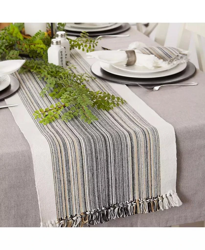 Design Imports Striped Fringed Table Runner, 14" x 72" 6
