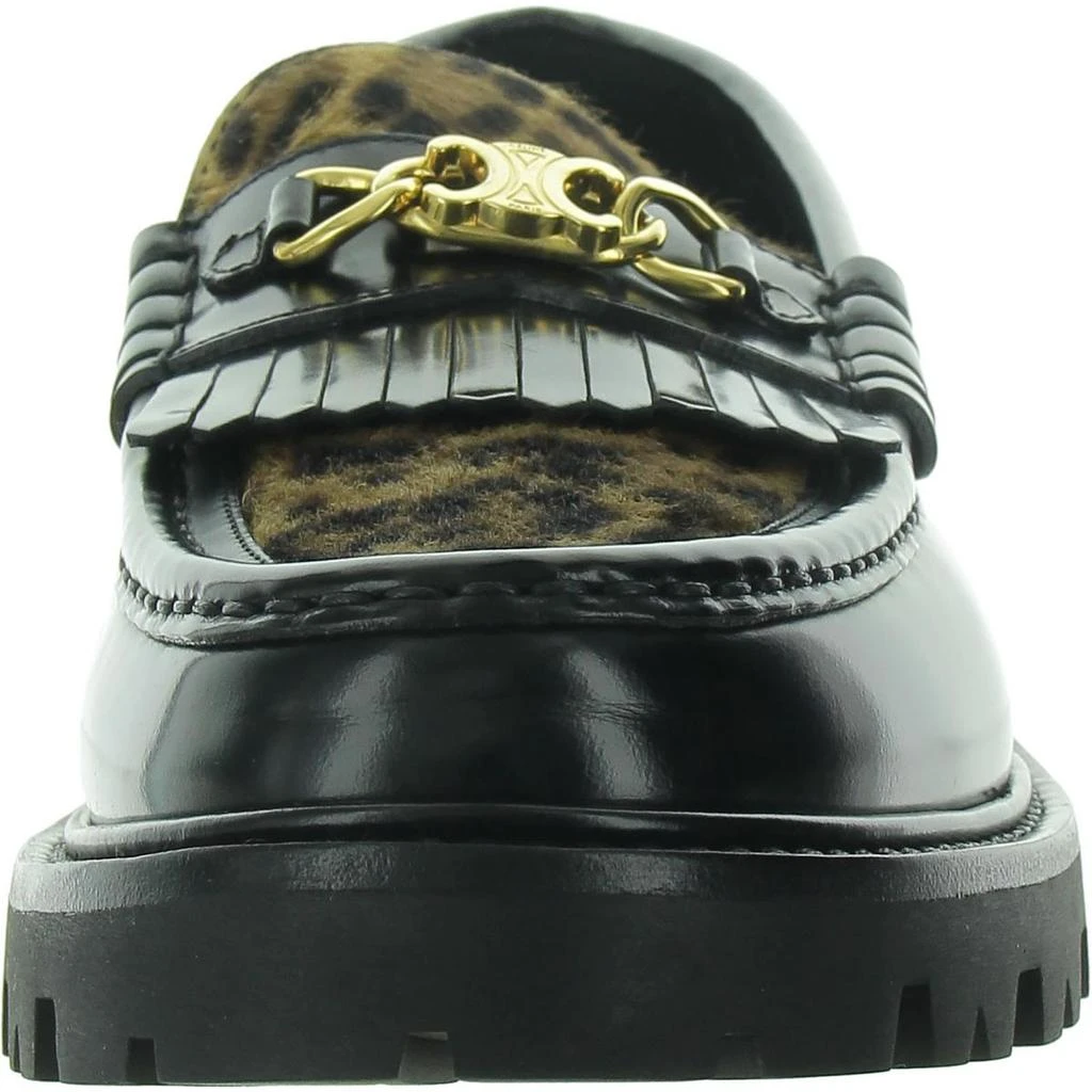 Celine Margaret Womens Patent Leather Faux Fur Loafers 2