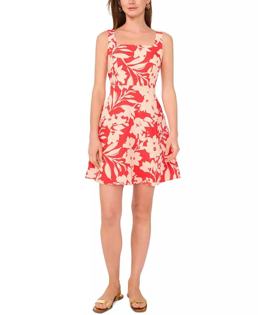 Vince Camuto Floral Square Neck Mini Dress - Cayenne - L Vince Camuto Floral Square Neck Mini Dress - Cayenne - L