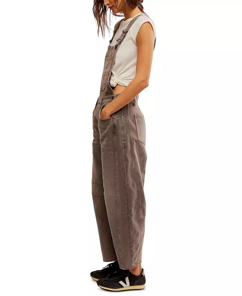 Free People Women's Good Luck Denim Barrel-Leg Overalls 3