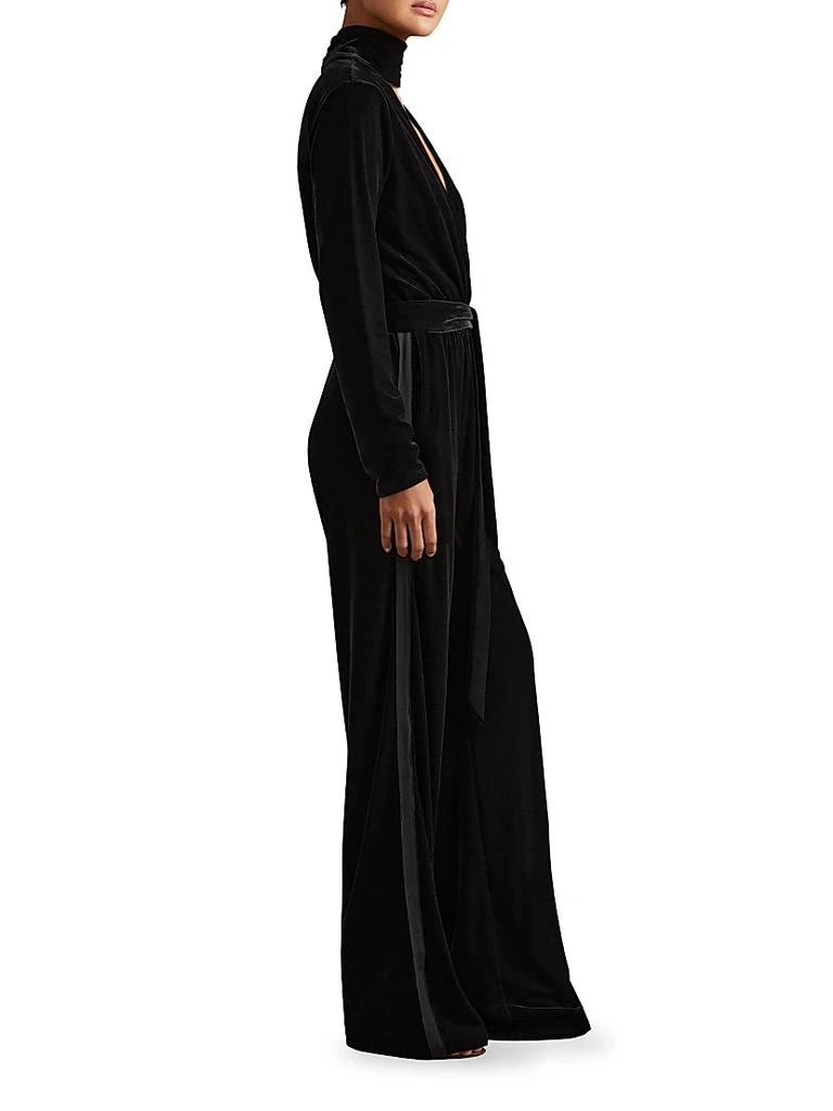 REISS Vera Velvet Wrap Neck Jumpsuit 4
