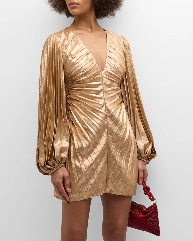 Acler Rothbury Pleated Metallic Mini Dress 3