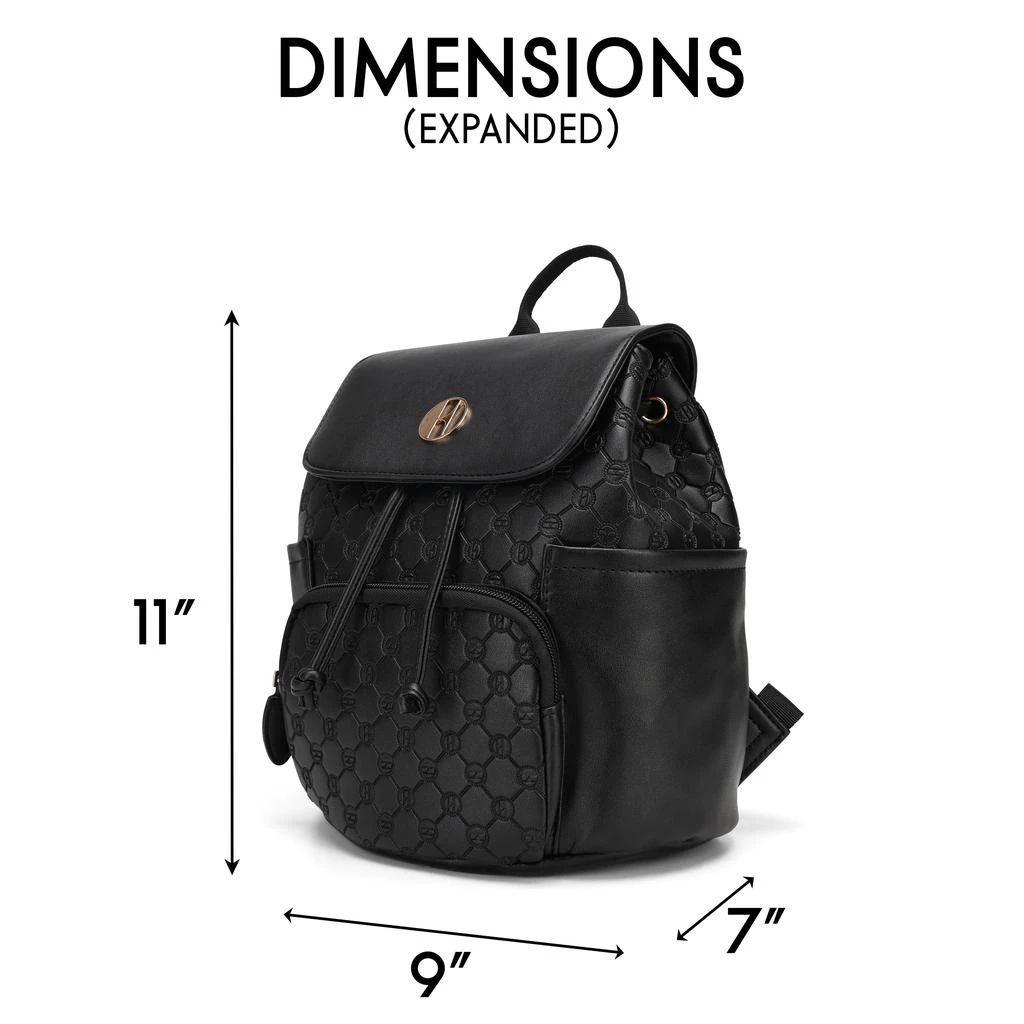ELLE Compass 10L Vegan Leather Monogram Mini Backpack | Black 6