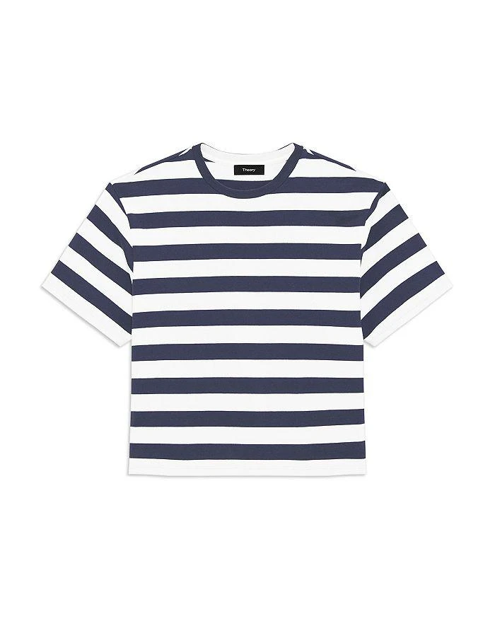 Theory Boxy Crewneck Tee in Striped Cotton 6