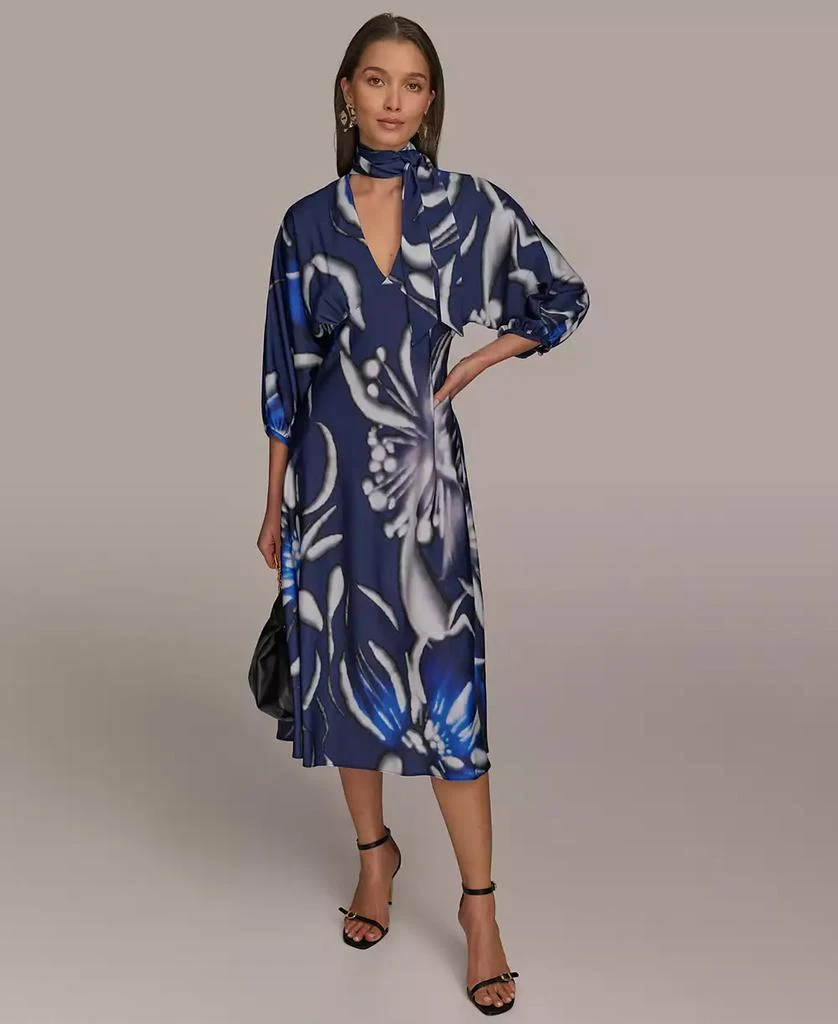 chinese dress ladies Floral Belted A Line Midi Dress | Shirt Dress main image 1