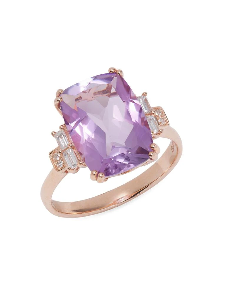 Effy 14K Rose Gold, 6.60 TCW Pink Amethyst 
0.15 TCW Diamond Ring