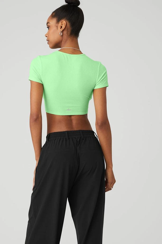 Alo Ribbed Knotty Short Sleeve - Ultramint 2