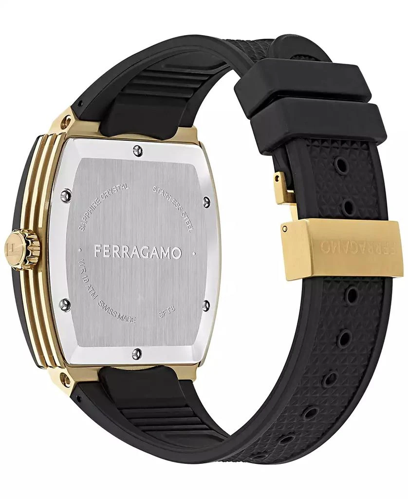 Salvatore Ferragamo Men's Swiss F-80 Tonneau Black Polyurethane Strap Watch 42mm 3