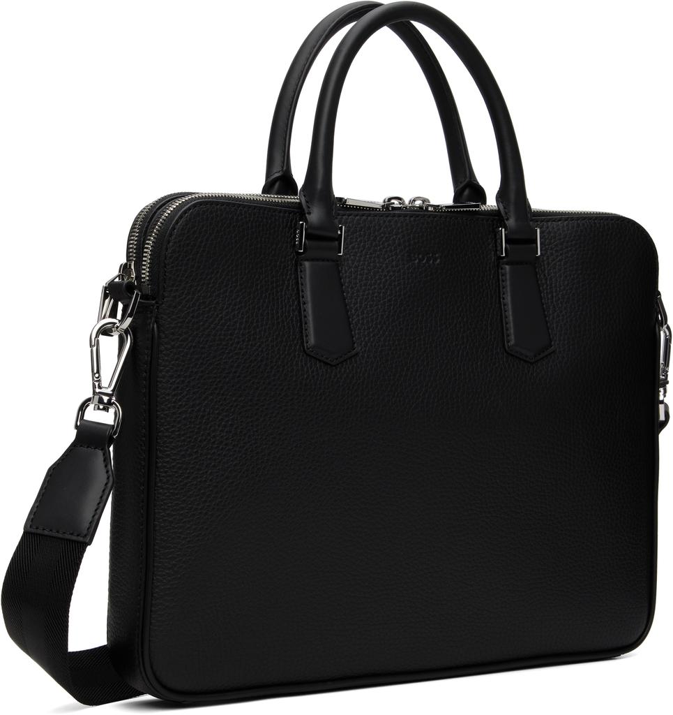 Hugo Boss Black Italian Leather Slimline Logo Briefcase