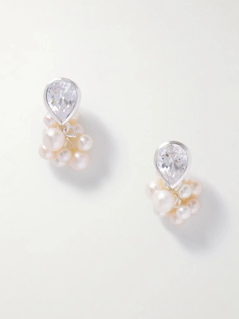 Completedworks 镀白金回收银、方晶锆石、珍珠耳环 1