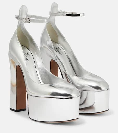 Valentino Tan-Go 155 metallic leather platform pumps 1