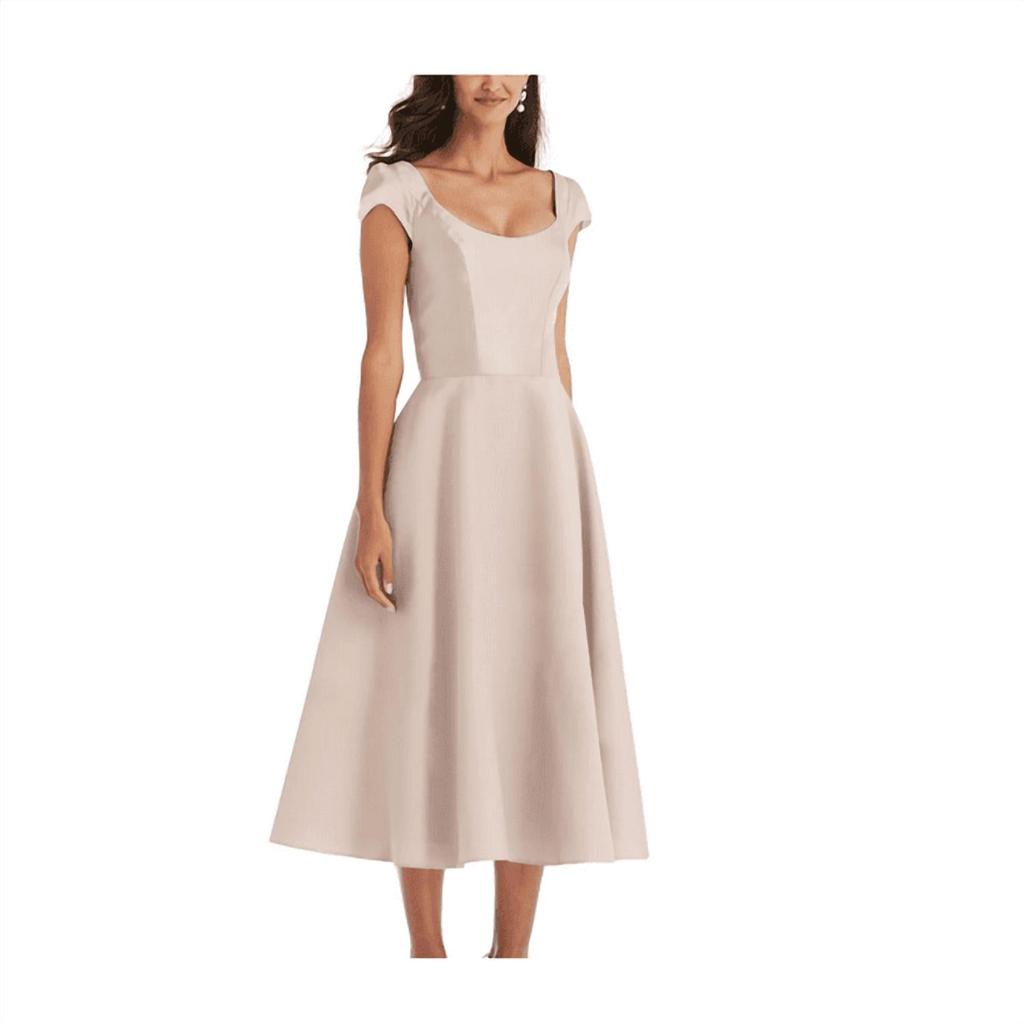 Alfred Sung Alfred Sung - Satin Midi Cocktail And Party Dress