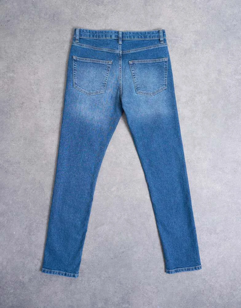 Topman Topman stretch skinny jean in mid wash 7