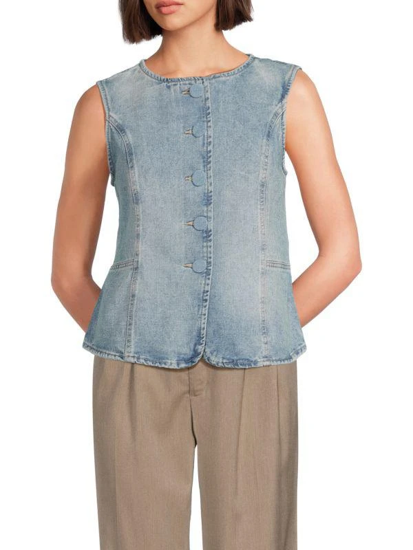 VERO MODA Siola Round Neck Denim Vest 1