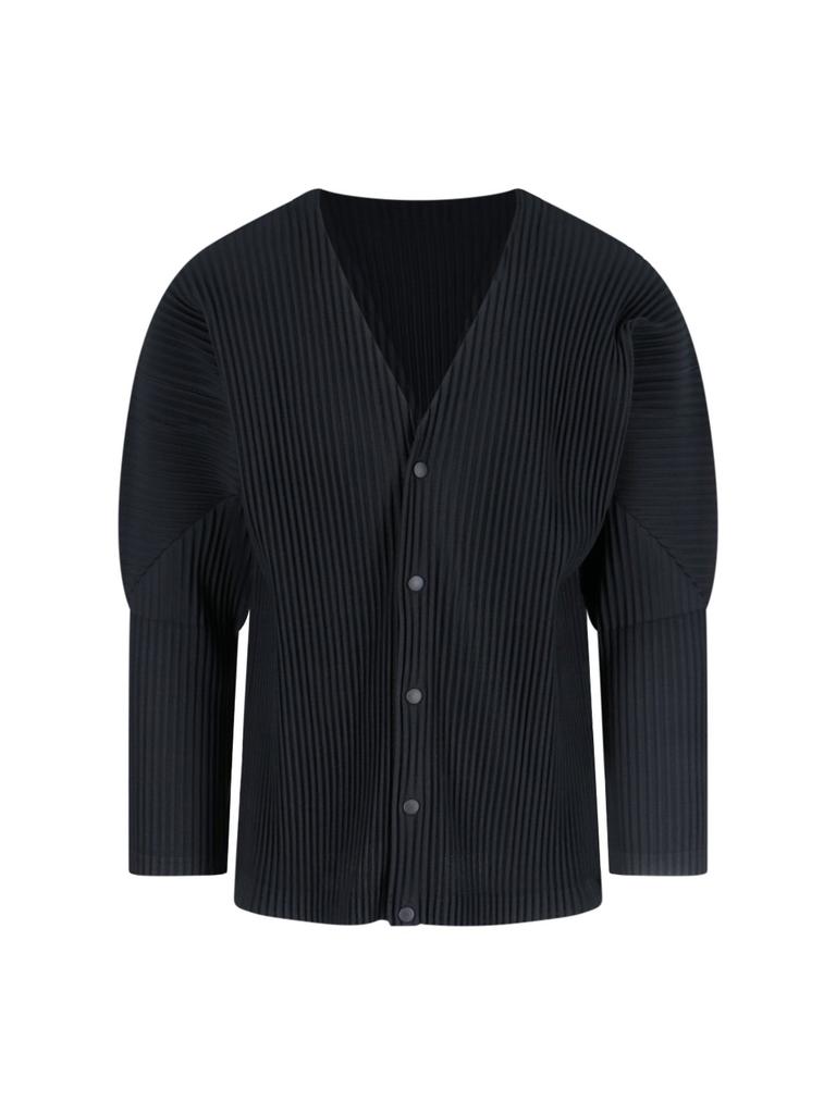 Homme Plissé Issey Miyake Homme Plissé Issey Miyake V-Neck Pleated Knit Cardigan