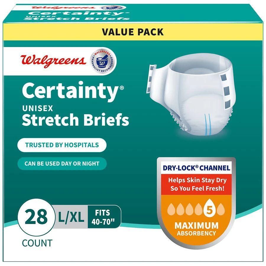 Walgreens Certainty Adult Incontinence Stretch Briefs with Tabs Large/X-Large