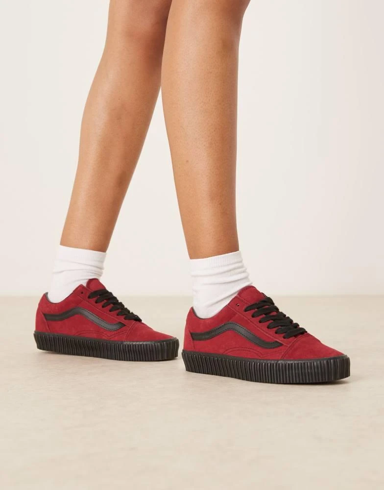 Vans Vans Old Skool Creeper trainers in burgundy and red Free
