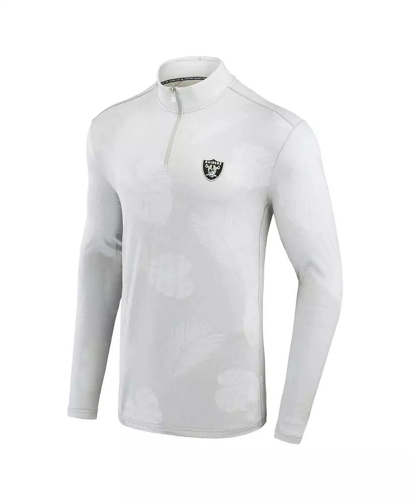 Tommy Bahama Men's Gray Las Vegas Raiders Delray Frond IslandZone Quarter-Zip Sweatshirt 3