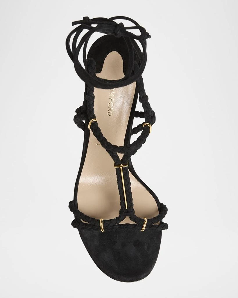 Tom Ford Lily Suede Ankle-Tie Sandals 5