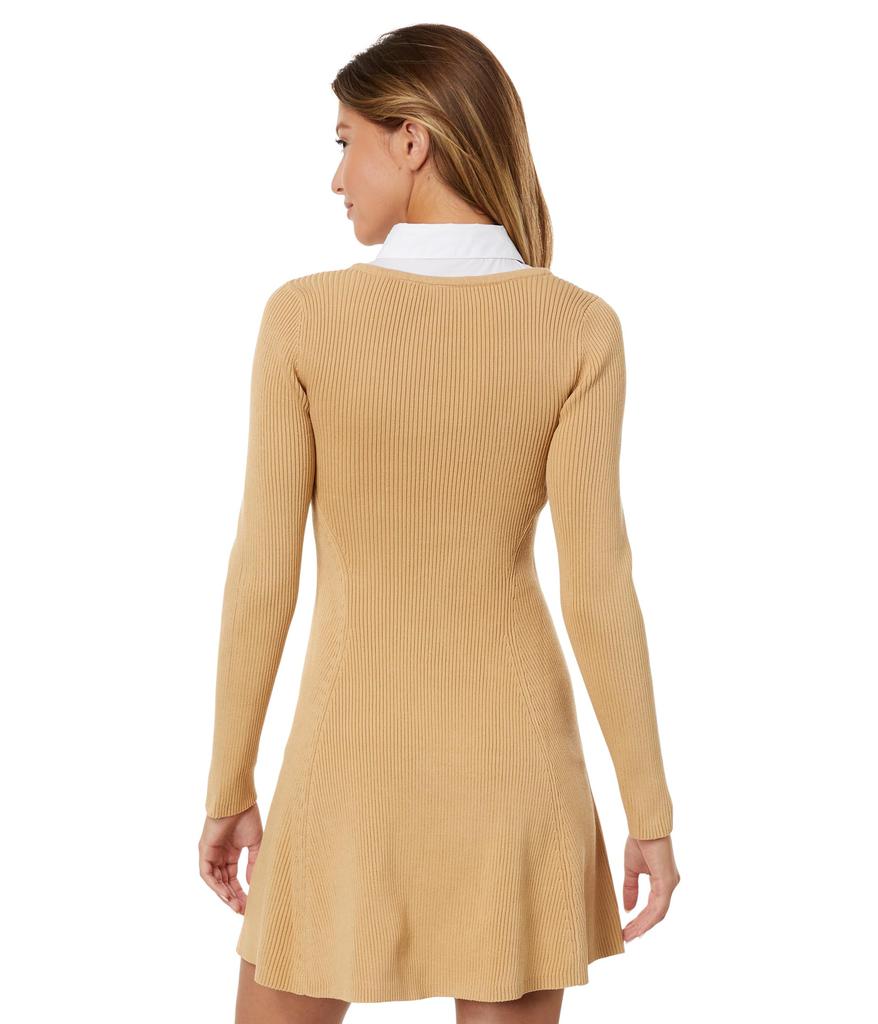 English Factory Mixed Media Fit-and-Flare Sweaterdress