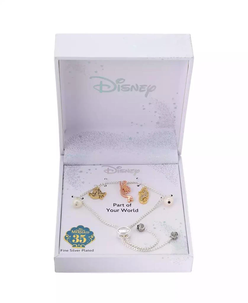 Disney Little Mermaid Cubic Zirconia and Mother of Pearl Charm Bolo Bracelet 2