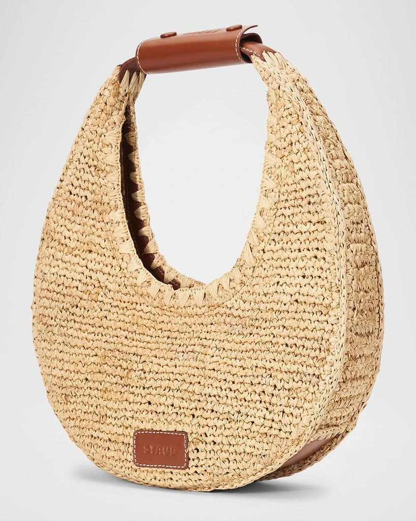 Staud Moon Raffia & Leather Shoulder Bag 4