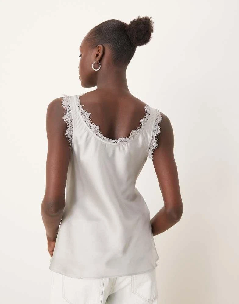 ASOS ASOS DESIGN satin bias cami with lace trim in silver 3