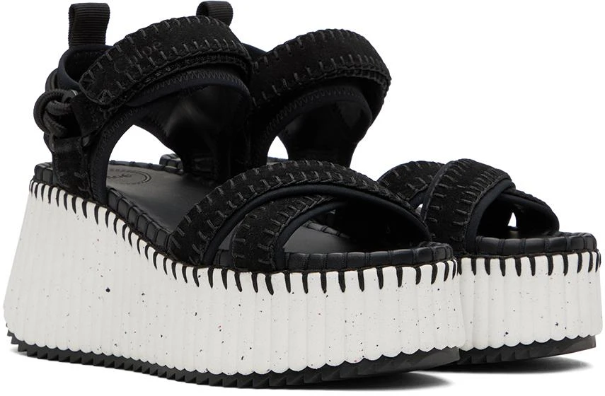 Chloé Black Nama Wedge Sandals 4