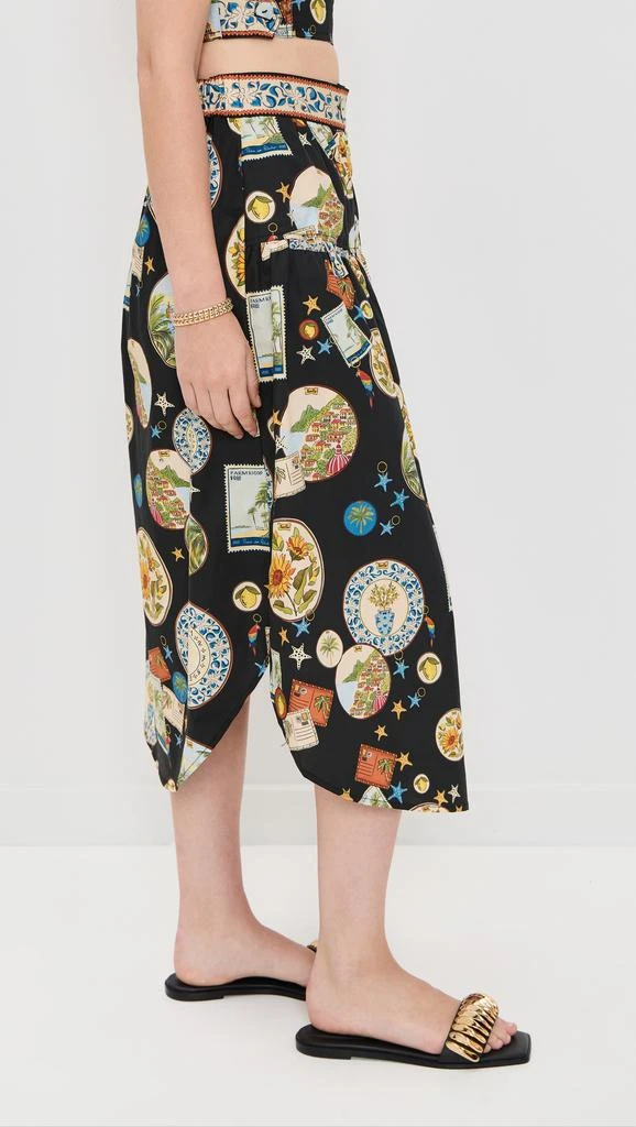 Farm Rio Trip Souvenir Black Mixed Buttons Midi Skirt 3