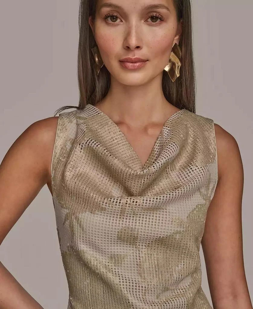 Donna Karan Women's Sequined Cowlneck Sheath Dress 5