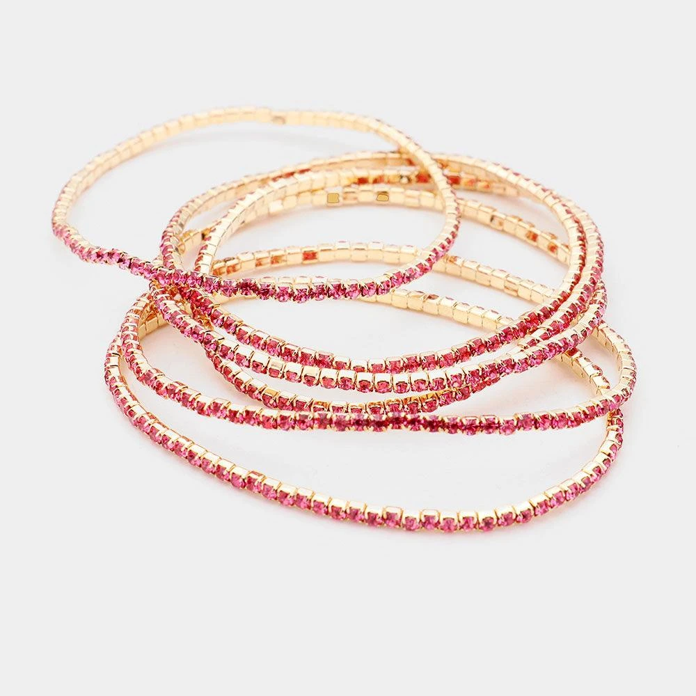 FASHNZFAB 6PCS - Rhinestone Stretch Evening Bracelets 2