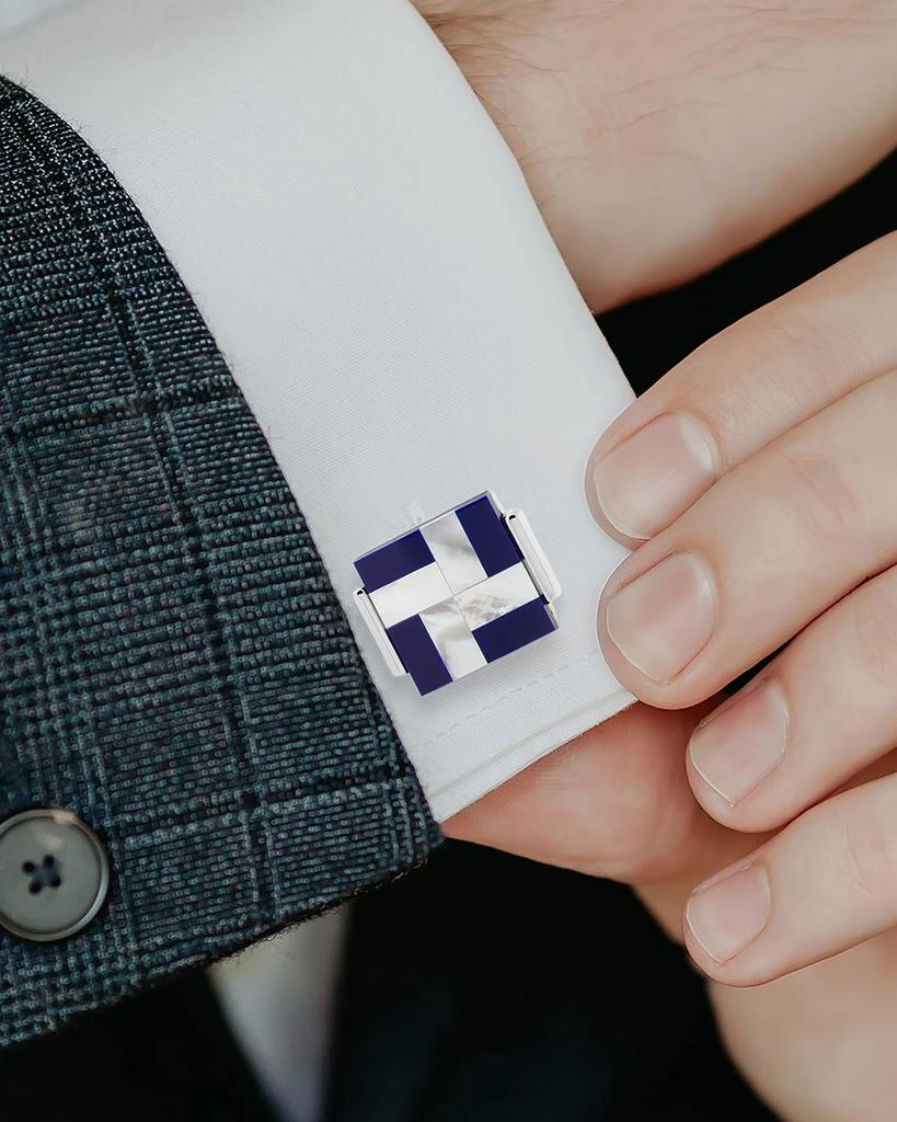 Cufflinks Inc. Men
s Mother-of-Pearl and Blue Lapis Windmill Square Cufflinks 2