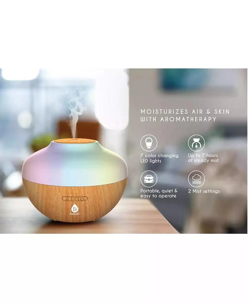 PURSONIC 300ml Aromatherapy Essential Oil Diffuser Moisturizes Air 
Skin, 7 Color Changing LED Lights Waterless Auto Shut-Off 2