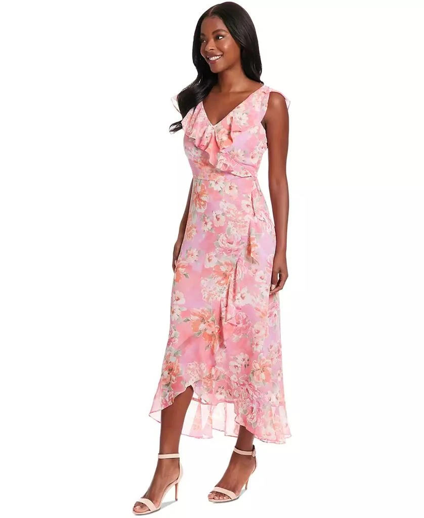London Times Petite Short-Sleeve Chiffon Maxi Dress 2