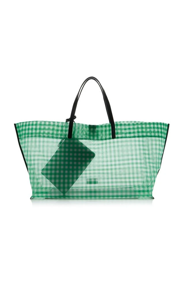 Staud STAUD - Christos Large Gingham-Mesh Tote Bag - Green - OS - Moda Operandi 1
