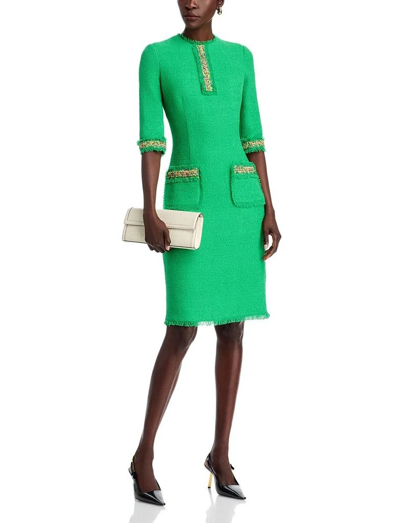 Teri Jon Boucle Multicolor Yarn Trim Raw Edge Finish Dress 3